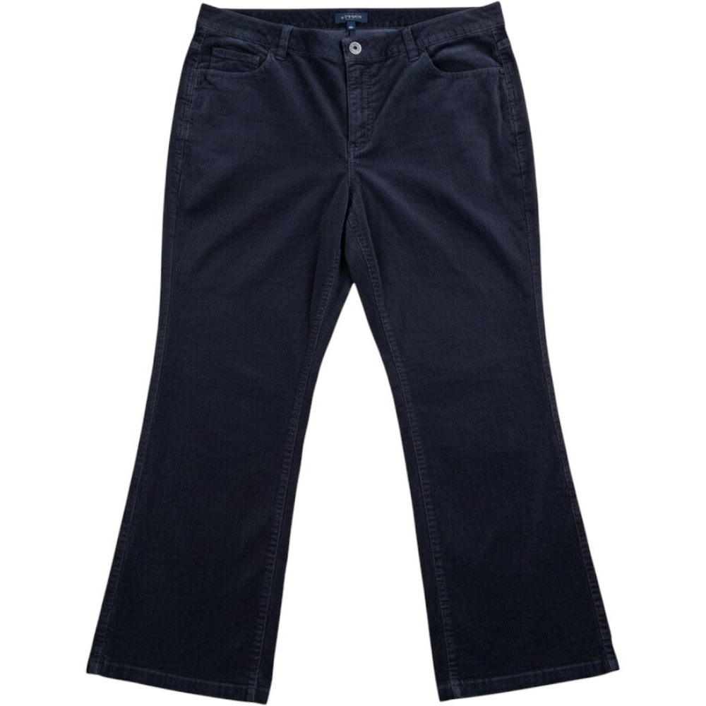 Talbots Pants Womens 22W Blue Corduroy Stretch Chino Flat Front Pockets Casual